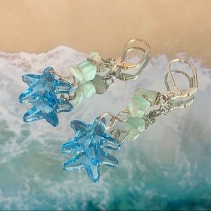 Blue Swarovski Starfish Earrings